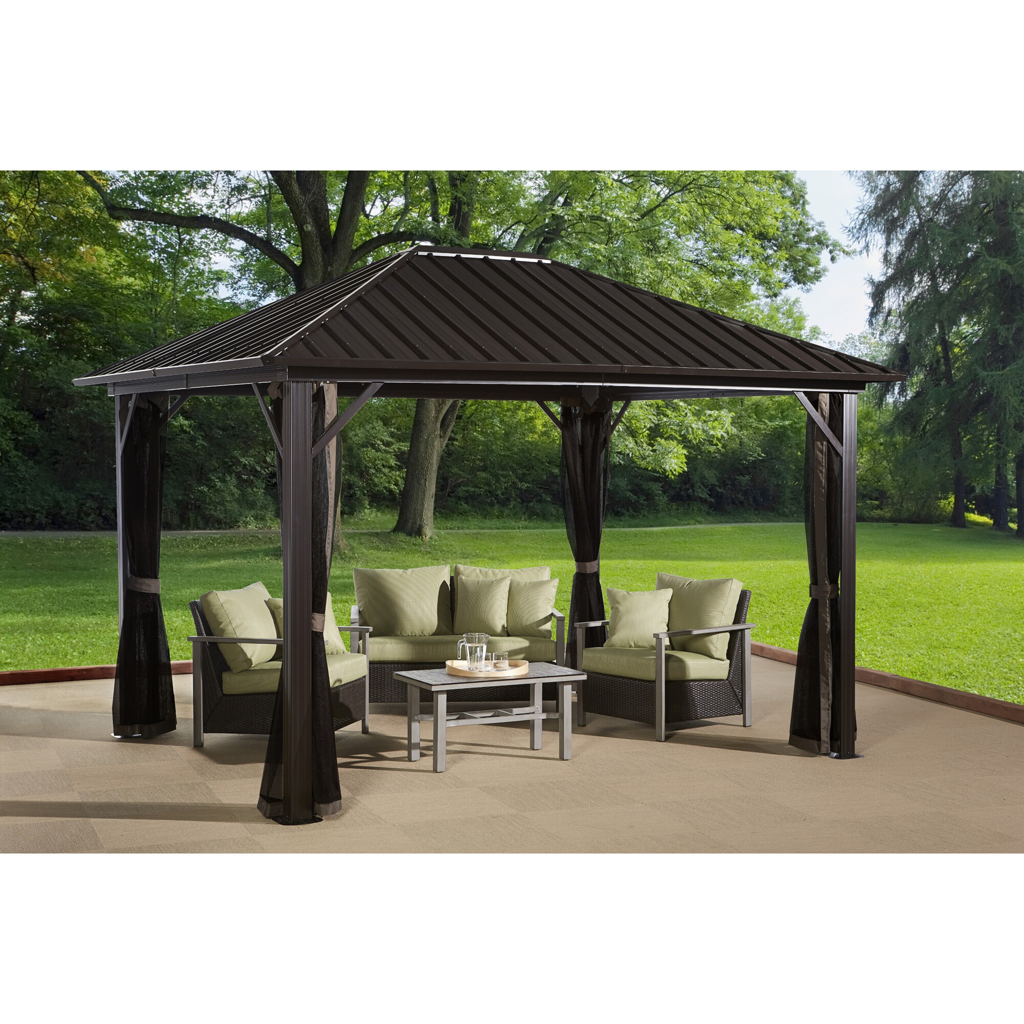 ShelterLogic Sojag Genova Sun Shelter - 10ft. x 12ft., Brown, Aluminum Frame, Mosquito Netting, Model# 500-9165258